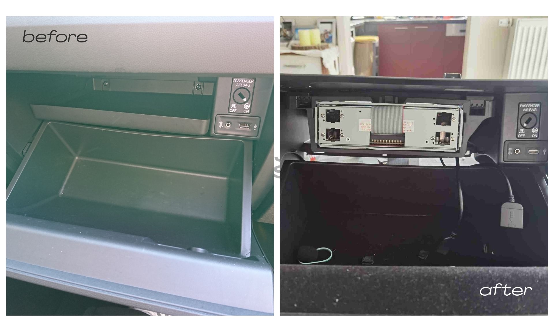 Joying Unit Einbau ins Handschuhfach Seat Leon 5F Joying Unit Einbau ins Handschuhfach Seat Leon 5F